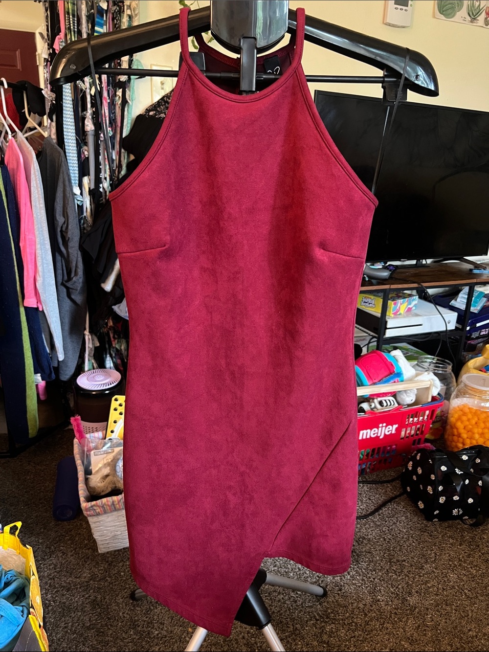 Windsor Burgundy Halter Mini Dress